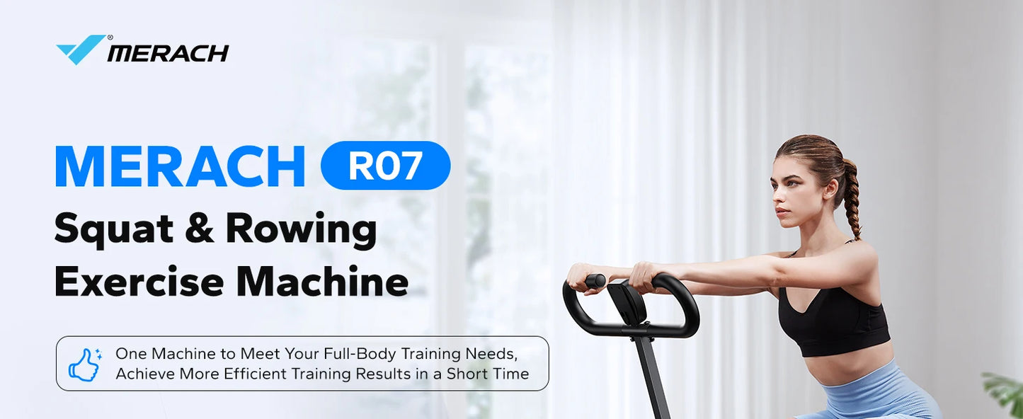 MERACH Squat Machine 2in1 Squat Rowing Machine Easy Setup Foldable Exercise Equipment Glute Trainer Machine Glutes Leg Home Fit