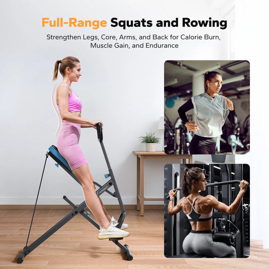 MERACH Squat Machine 2in1 Squat Rowing Machine Easy Setup Foldable Exercise Equipment Glute Trainer Machine Glutes Leg Home Fit
