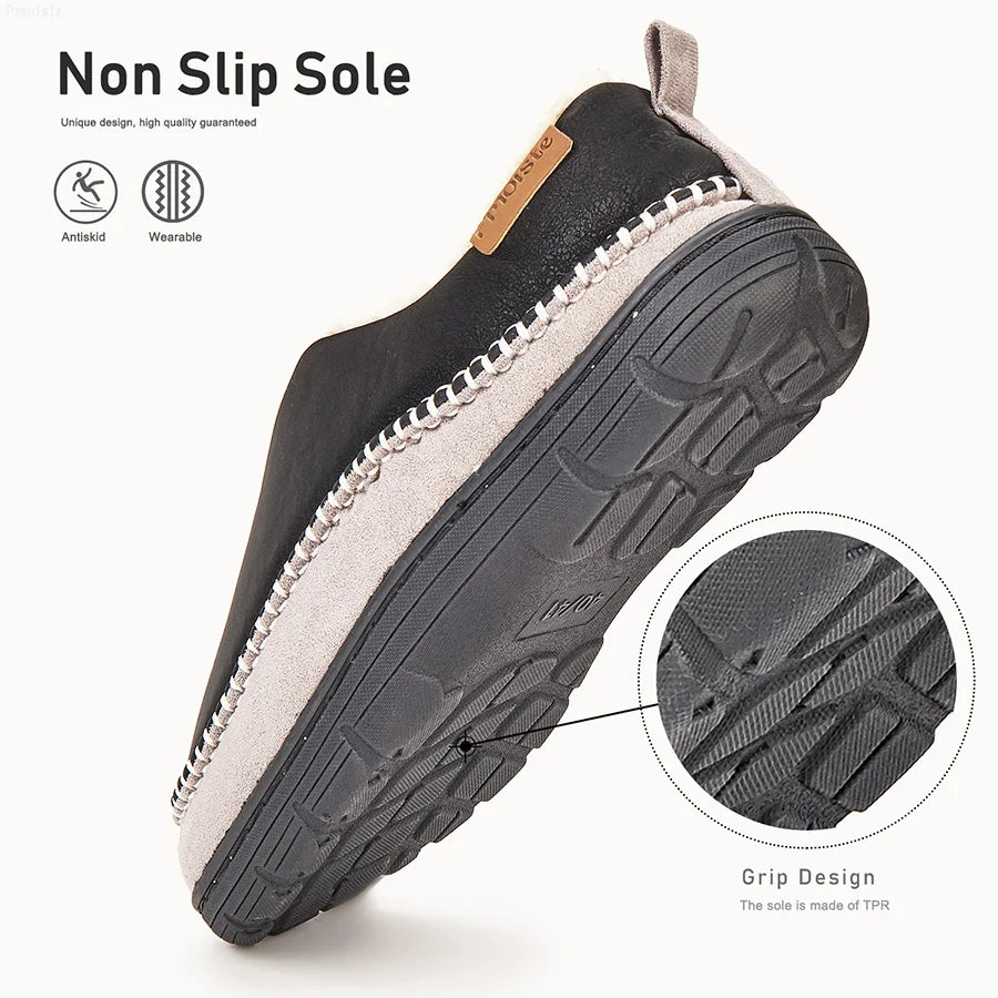 House Slippers For Men Sewing Patchwork Memory Foam Indoor Outdoor Shoes Warm Plush Street Winter Slippers Non-Slip Big Size
