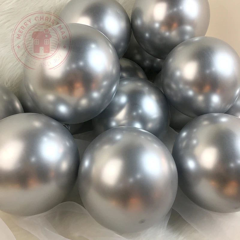 5-30pcs/lot Chrome Metal Balloon Large Latex Balloons Gold Silver Green Birthday Party Wedding Christmas Decor Helium Balloon