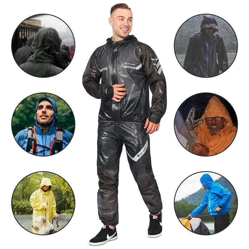 WEST BIKING Cycling Raincoat Waterproof Windproof Raincoat Reflective MTB Road Bike Cycling Jacket Pants Suit Men Women Clothes