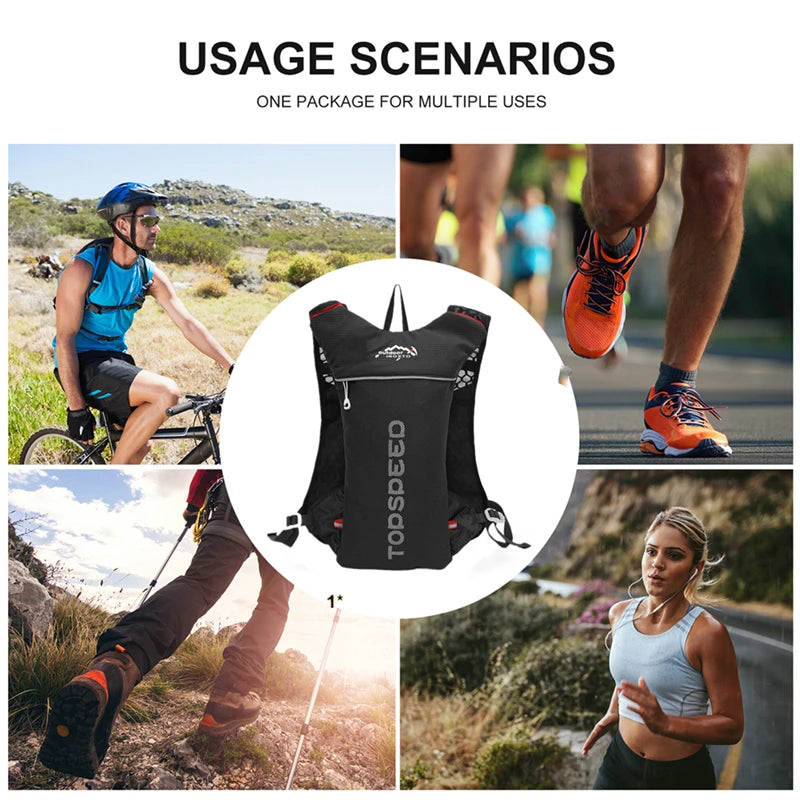 5L Ultralight Hydration Running Vest – Breathable Marathon & Cycling Backpack with 2×500ML Bottles