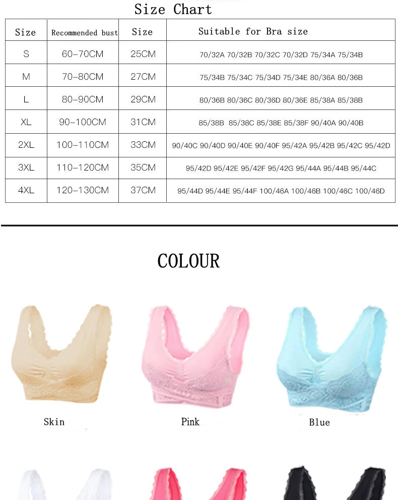 Women's Front Cross Buckle Lace Bra – Wire-Free, Full Coverage & Adjustable for Yoga & Everyday Wear