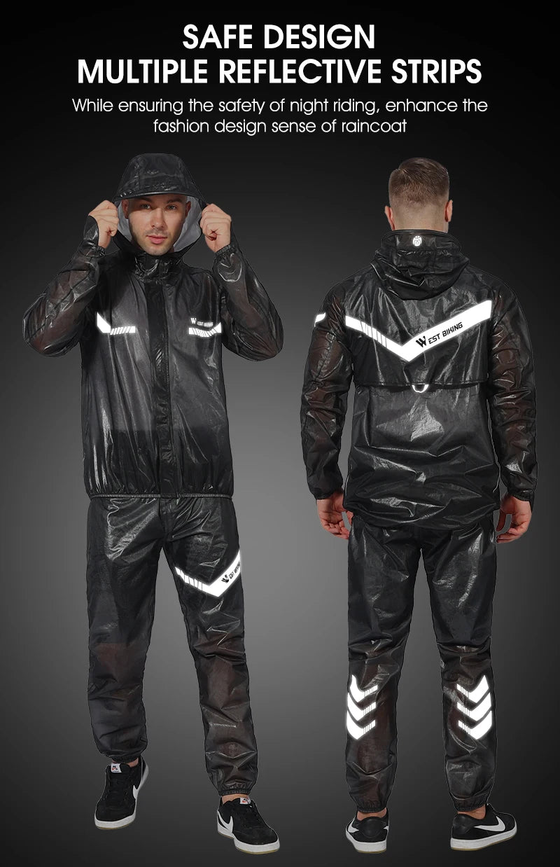 WEST BIKING Cycling Raincoat Waterproof Windproof Raincoat Reflective MTB Road Bike Cycling Jacket Pants Suit Men Women Clothes
