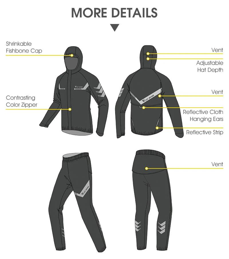 WEST BIKING Cycling Raincoat Waterproof Windproof Raincoat Reflective MTB Road Bike Cycling Jacket Pants Suit Men Women Clothes
