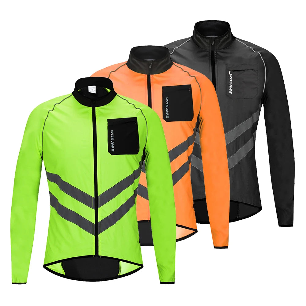 WOSAWE Ultralight Men's Cycling Windbreaker Reflective Jacket Windproof Bike Jacket Water Resistant MTB Road Bicycle Long Jersey