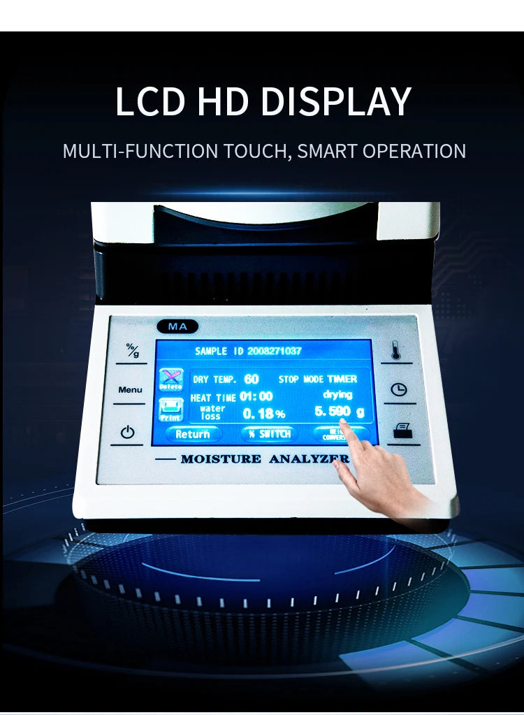 110g 0.001g 0.01% Reliable Faster Precision Touch Screen 50g 1MG Laboratory Halogen Testing Meter Analysis Moisture Analyzer