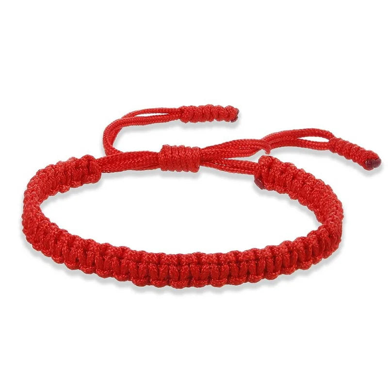 Handmade Tibetan Knot Bracelet – Red & Black Unisex Rope Charm