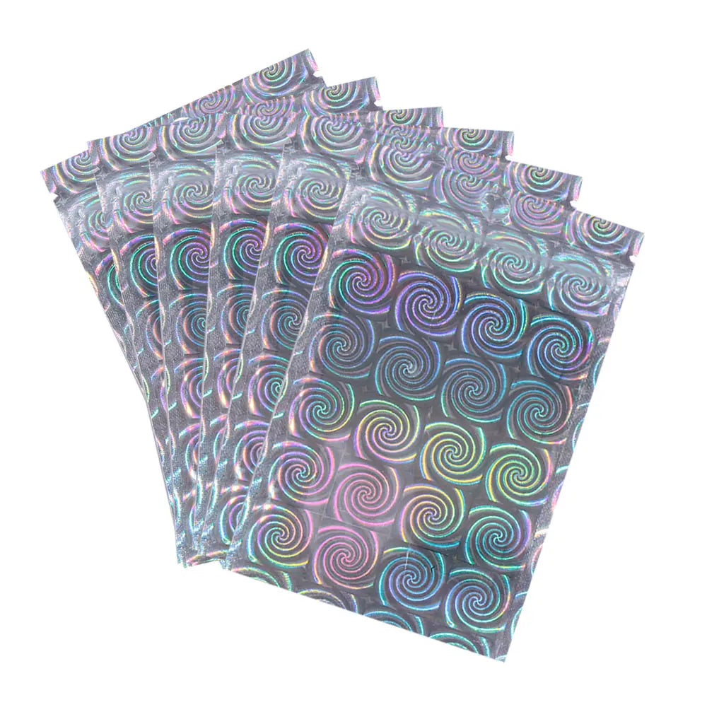 10 Pcs Zip Plastic Packaging Bag Aluminum Foil Hologram Laser Food Pouch Small Waterproof Zipper Storage Reclosable Pouches