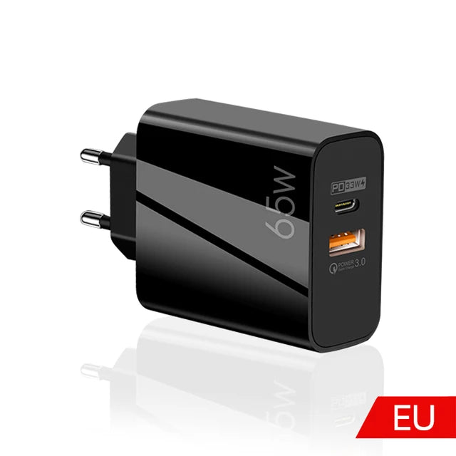 Supercharge USB Type C Cable QC3.0 65W PD fast Charger for Samsung iPhone Xiaomi Huawei Universal Quick Charger