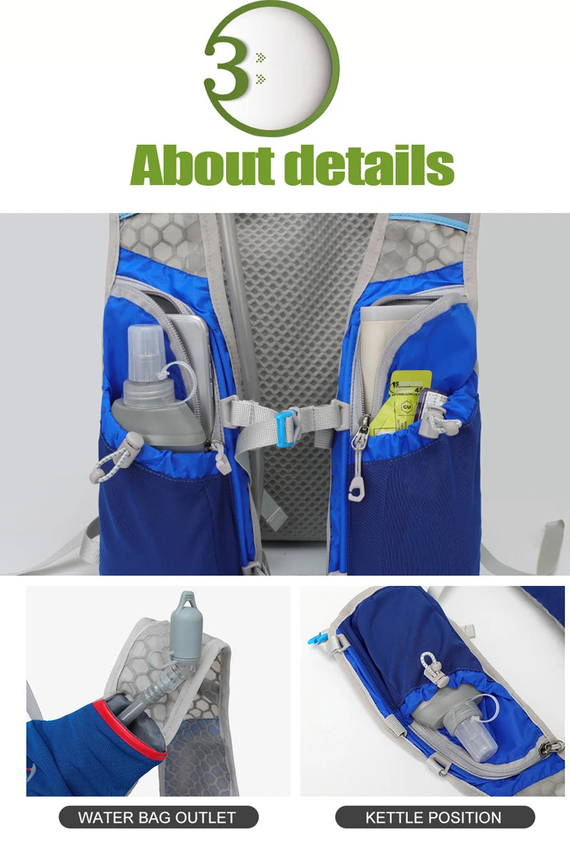 5L Ultralight Hydration Running Vest – Breathable Marathon & Cycling Backpack with 2×500ML Bottles