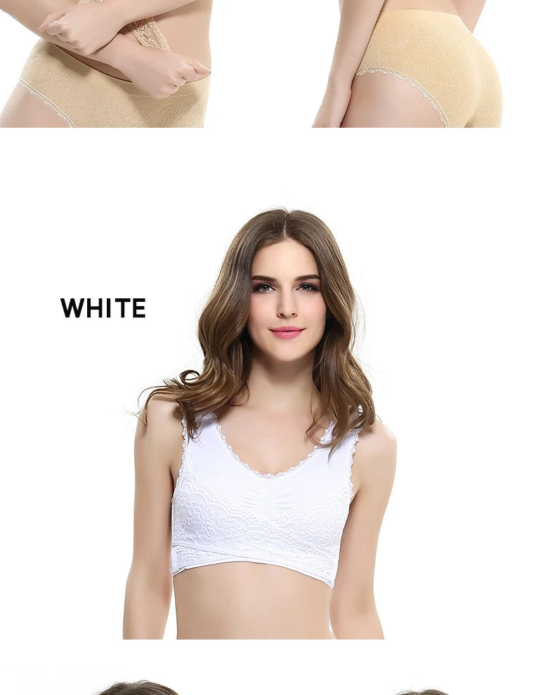 Women's Front Cross Buckle Lace Bra – Wire-Free, Full Coverage & Adjustable for Yoga & Everyday Wear