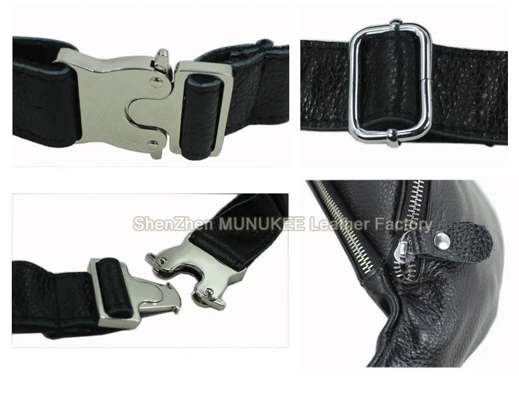 Fashion Genuine Leather waist bag for men fanny pack Leather belt bag waist pack bum bag money belt waist pouch molle pochete