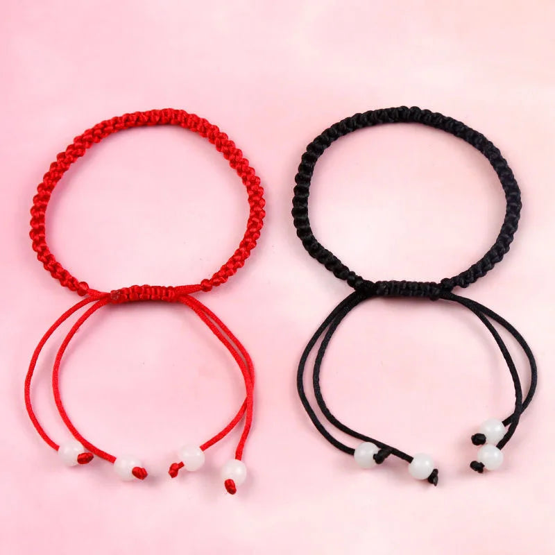 Handmade Tibetan Knot Bracelet – Red & Black Unisex Rope Charm