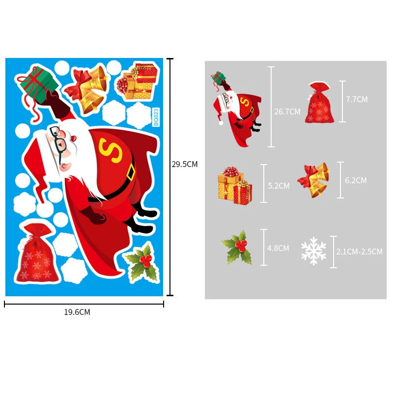 Christmas Glass Stickers Home Decor Ornaments Xmas Snowflake Santa Claus Door Shop Window Sticker New Year Christmas Decoration