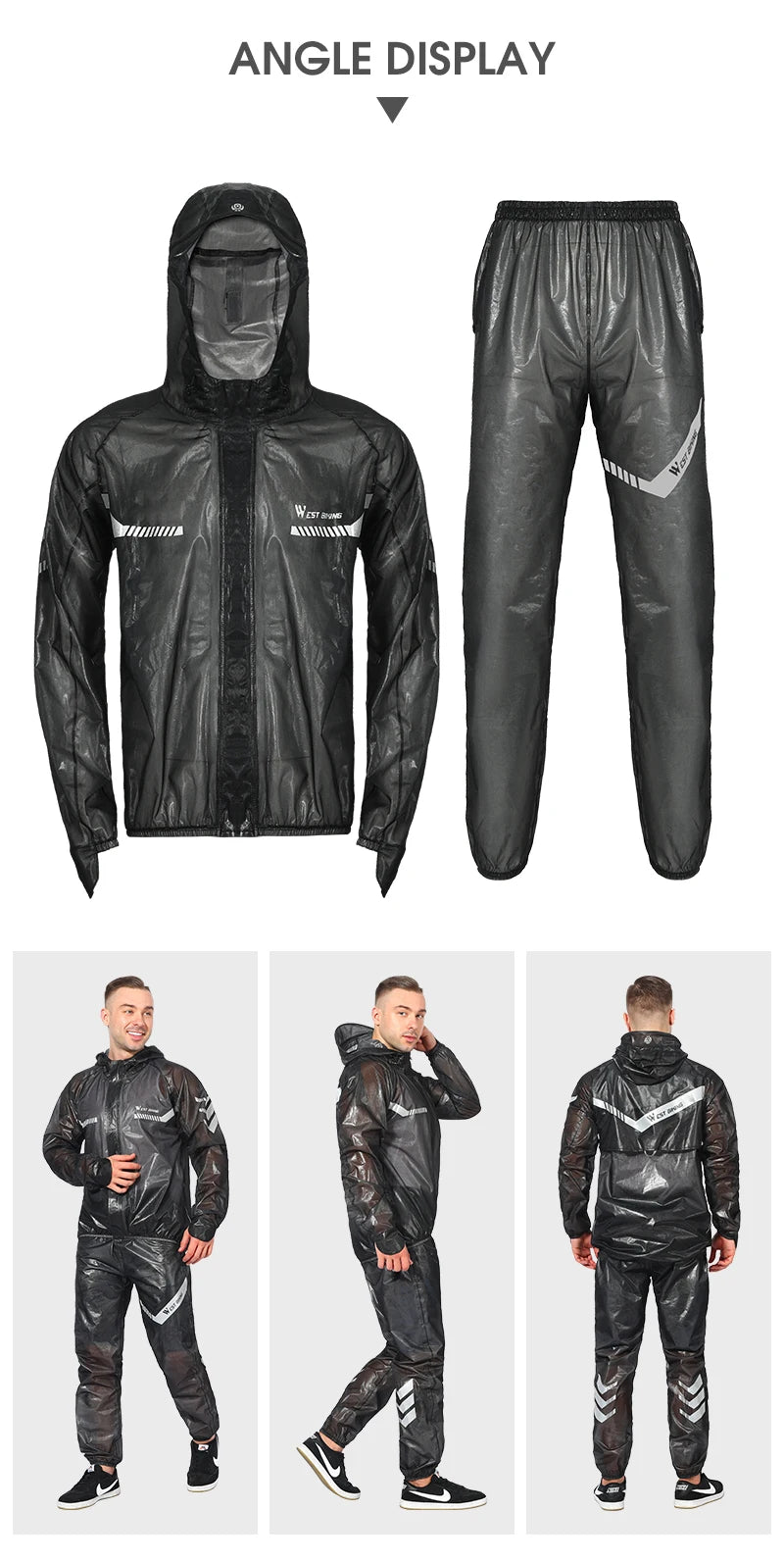 WEST BIKING Cycling Raincoat Waterproof Windproof Raincoat Reflective MTB Road Bike Cycling Jacket Pants Suit Men Women Clothes