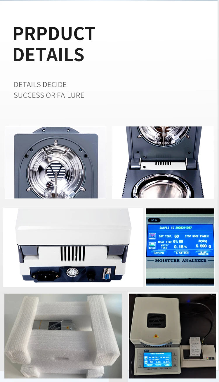 110g 0.001g 0.01% Reliable Faster Precision Touch Screen 50g 1MG Laboratory Halogen Testing Meter Analysis Moisture Analyzer