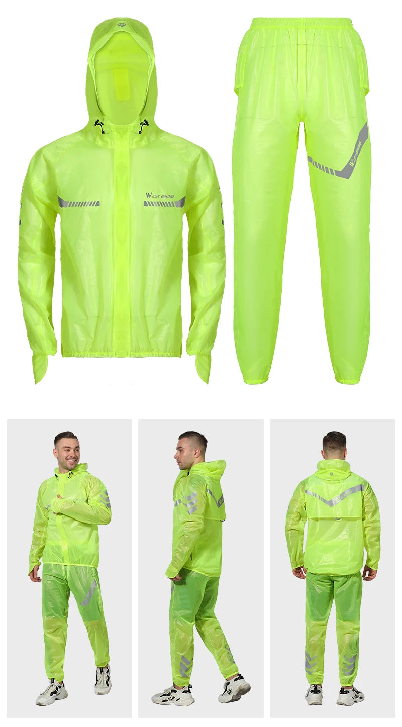 WEST BIKING Cycling Raincoat Waterproof Windproof Raincoat Reflective MTB Road Bike Cycling Jacket Pants Suit Men Women Clothes