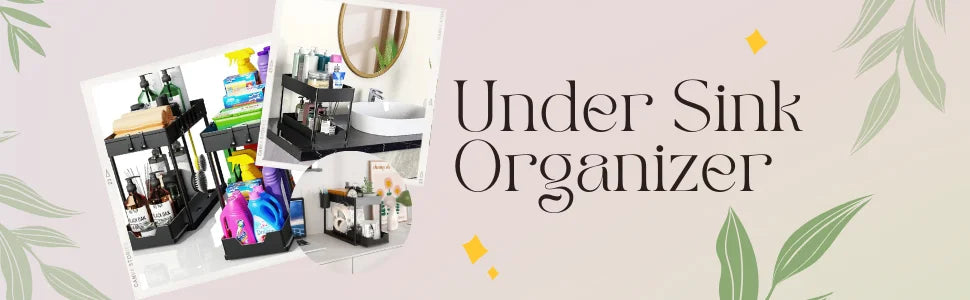 2-Tier Under Sink Organizer with Sliding Drawers & Hooks