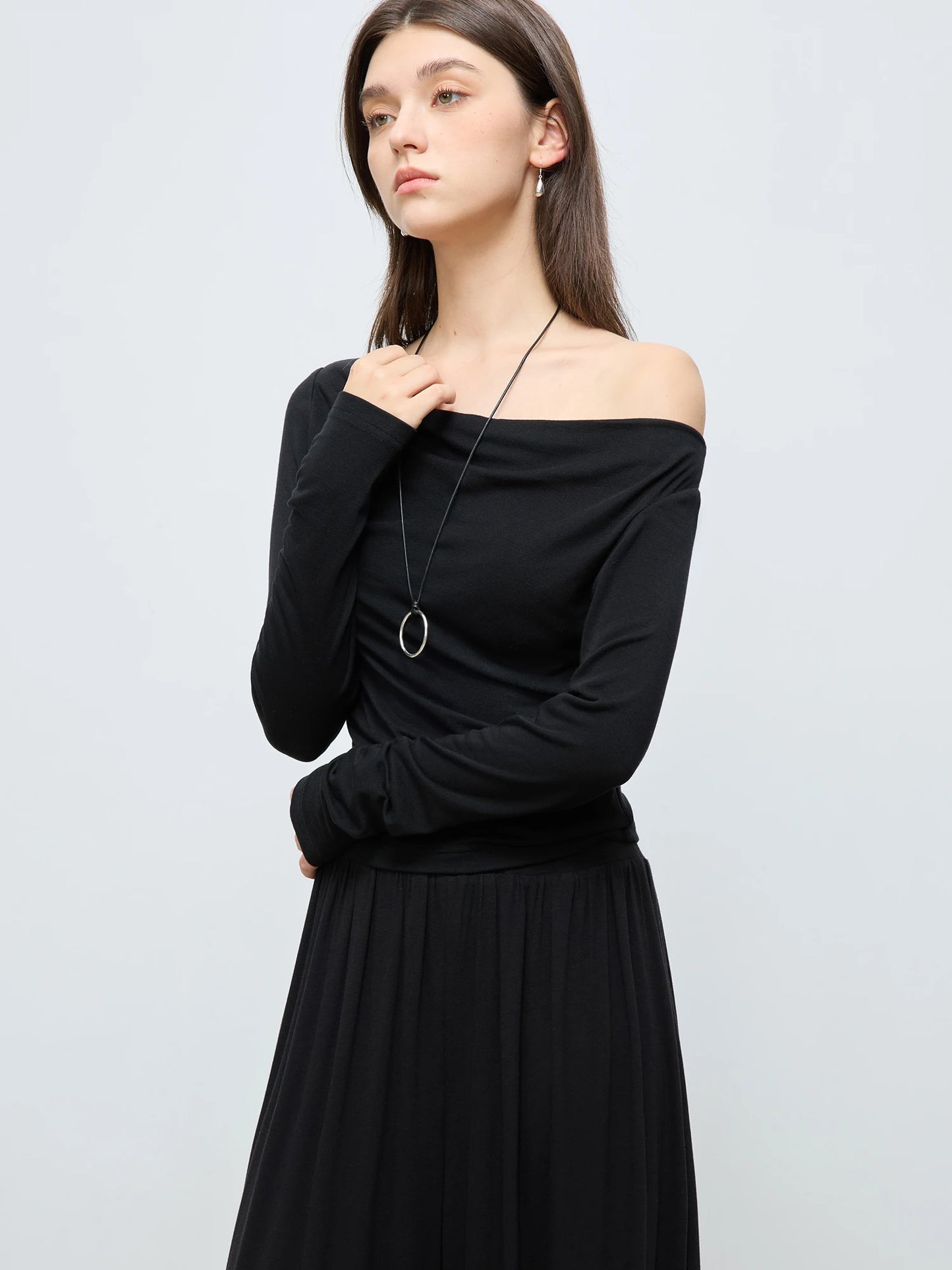 Women's Slim Fit Wool Blend Long Sleeve Top – Spring Office Style