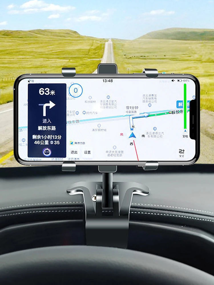 Car Dashboard Support 360 Degree Rotating Car Mobile Phone Mount Foldable Dashboard Adjustable Spring Clip Cell Phone Holder