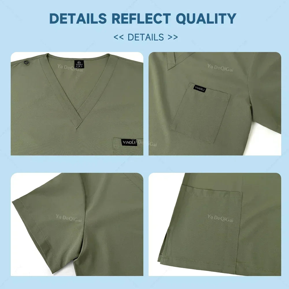 Women's Stretch Scrub Set – V-Neck Top & Jogger Pants