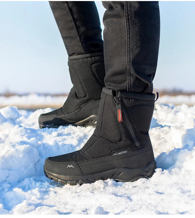 Large Size Winter Men's Boots Warm Plush Ankle Boots Sweat Wicking High-Top Warm Snow Boots Outdoor Sneakers Winter Men's Shoes