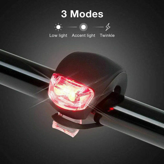 LED Silicone Bicycle Front Rear Light Set 3 Modes Waterproof MTB Mountain Road Bike Cycling Headlight Night Tail Warning Lamp