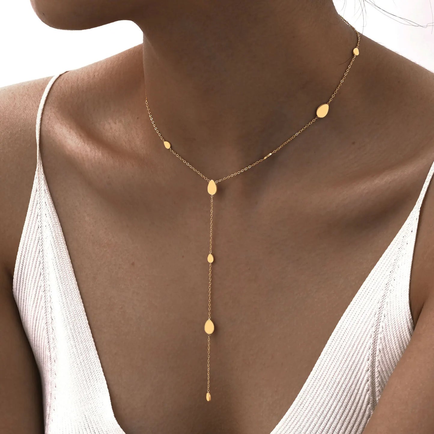Gold Heart Lariat Y Necklace – Dainty Layered Jewelry