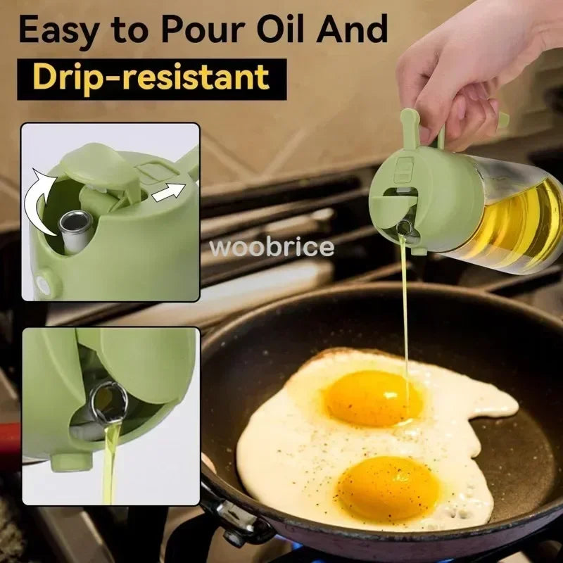 2-in-1 Glass Oil Dispenser & Sprayer | Leakproof, Non-Slip Kitchen Mister