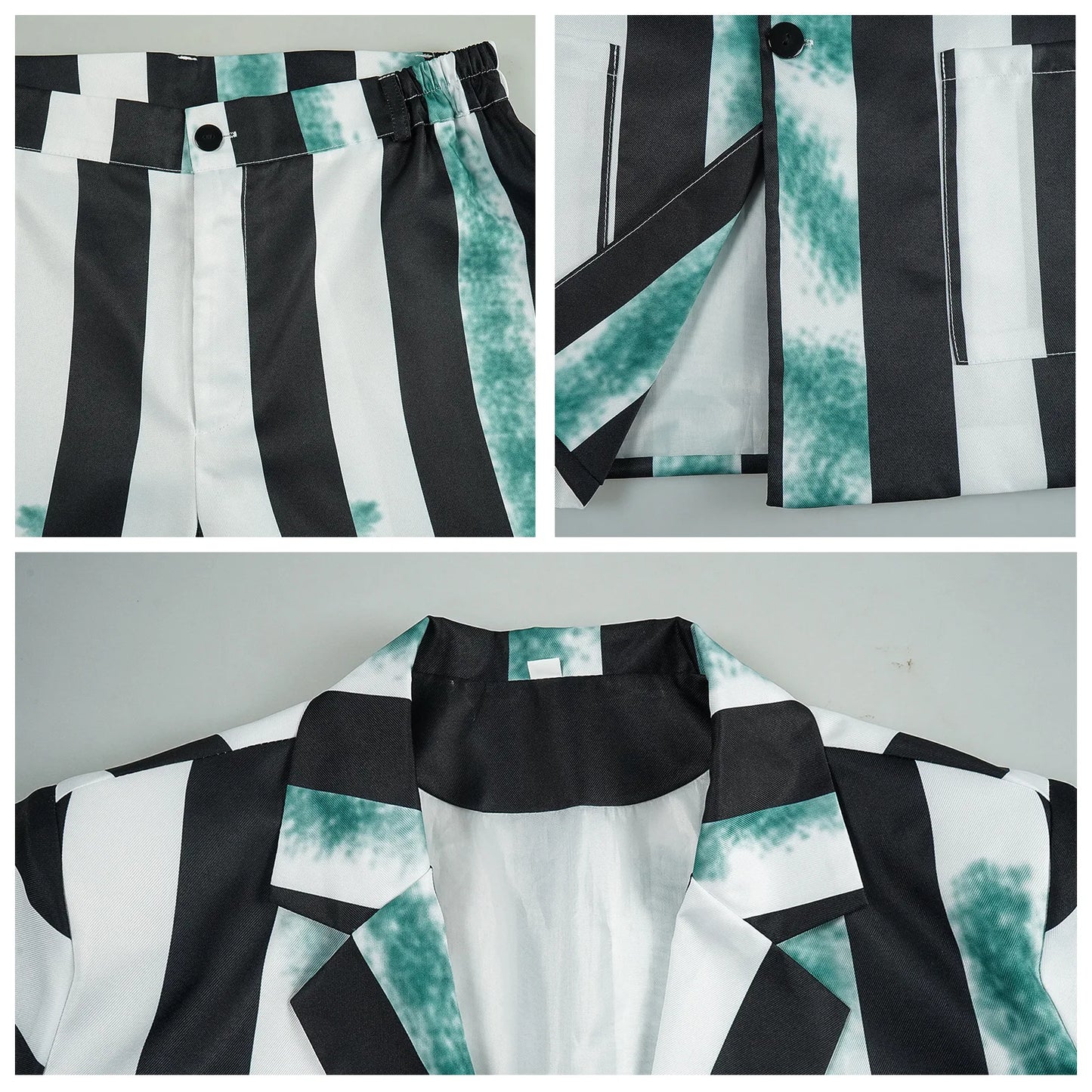 Underworld Master cosplay costume Beetle Juice Michael Keaton green black and white striped cosplay performance costume hot
