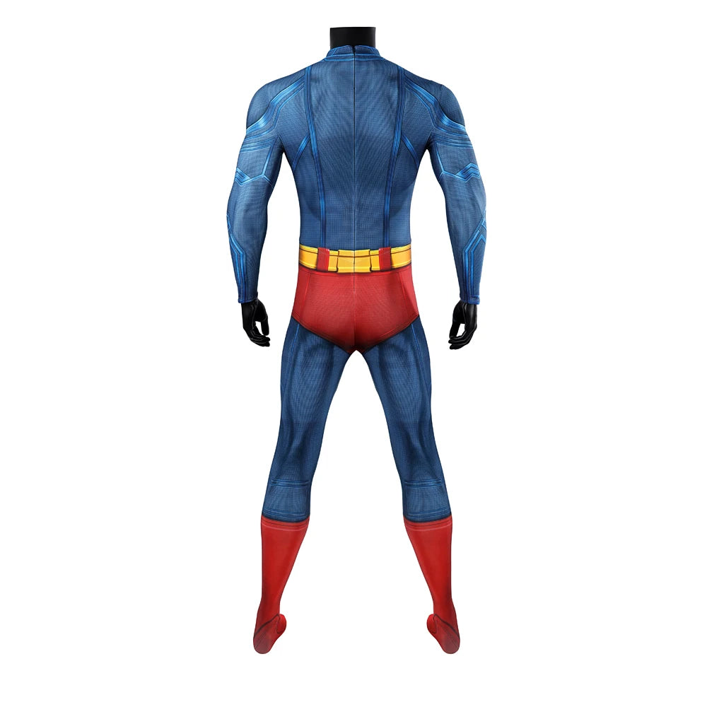 Hero Zentai Man Clark Kent Disguise Super High Quality Halloween Cosplay Costume Bodysuit with Red Cloak 3D Printed Kent Outfit