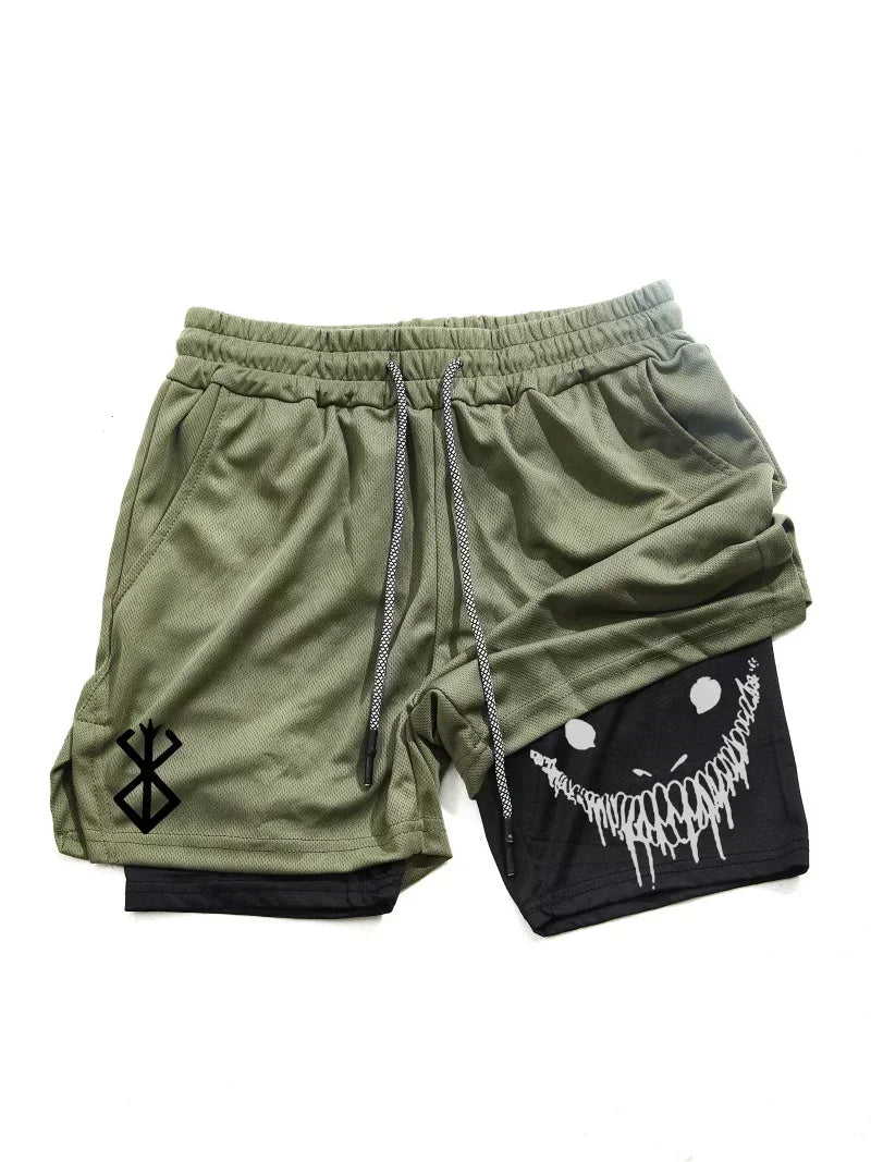 Berserk- Men's 2-in-1 sports shorts running quick drying shorts gym and fitness training double layered Training shorts