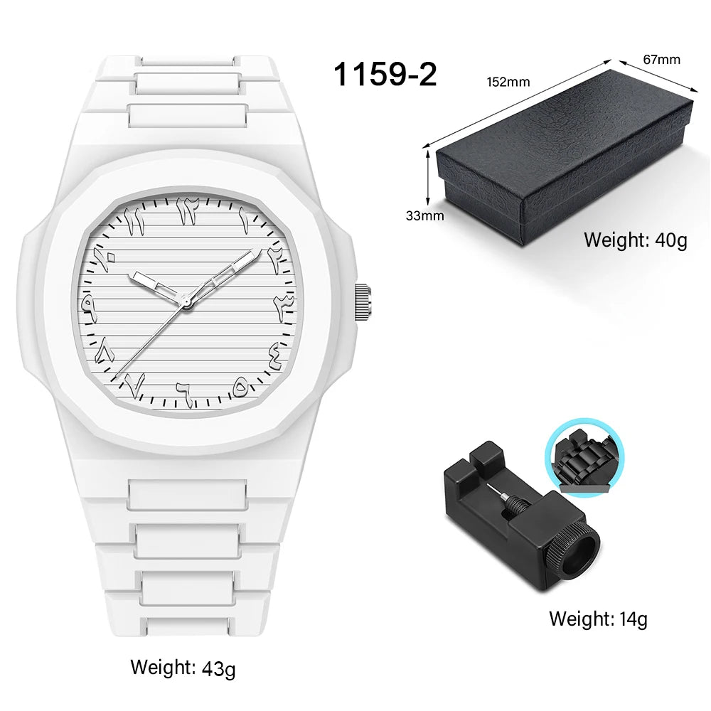 Men's Arabic Numeral Quartz Watch 30-Meter Water Resistance Casual Sports Silicone Wristband Watch Clock Nautilus Design Watch