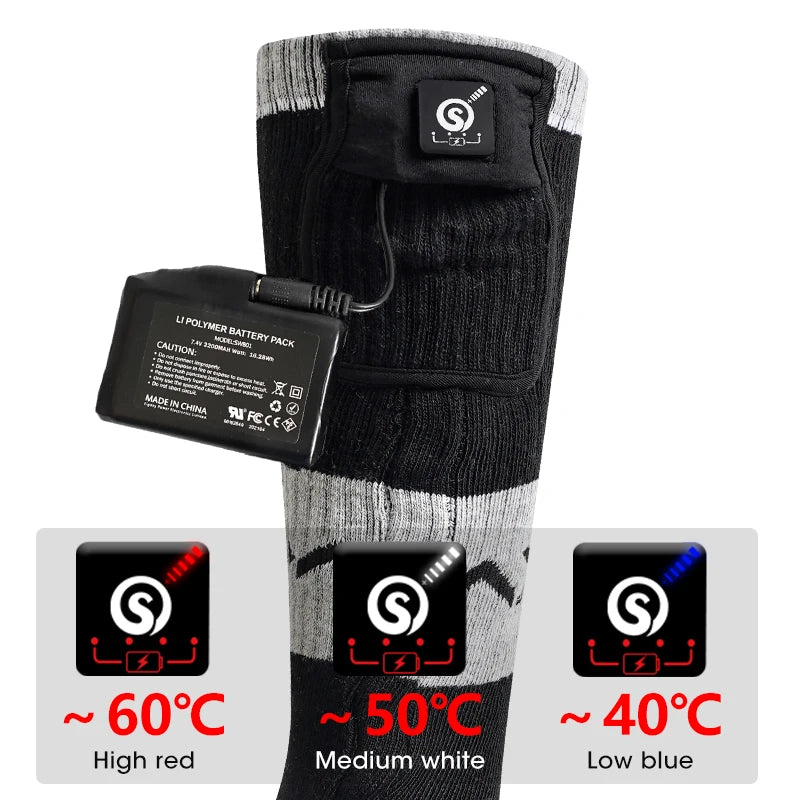 SNOW DEER Rechargeable Electric Skiing Heated Socks Winter Warm Thermal Cycling Sock Stocking Men Women For Motorcycle Cycling