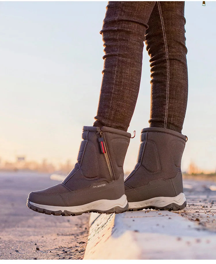 Large Size Winter Men's Boots Warm Plush Ankle Boots Sweat Wicking High-Top Warm Snow Boots Outdoor Sneakers Winter Men's Shoes