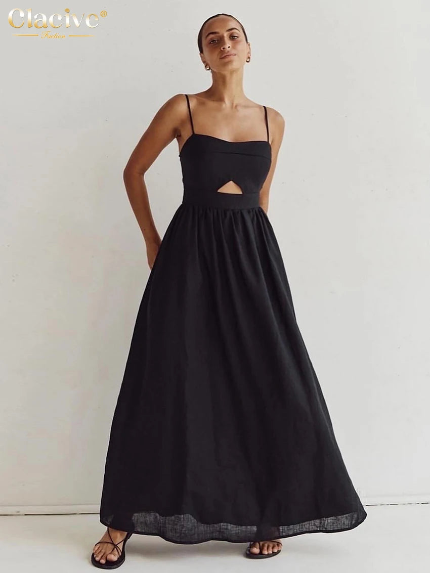 Black Cotton Sleeveless Maxi Dress β Elegant Summer Style