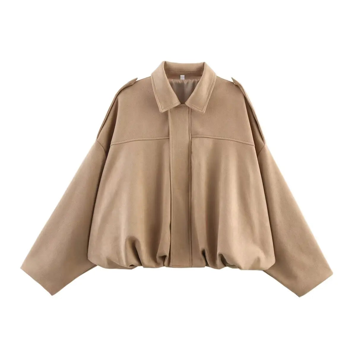 Women’s Suede-Texture Bomber Jacket – Casual Lapel Zip Coat | ETJ