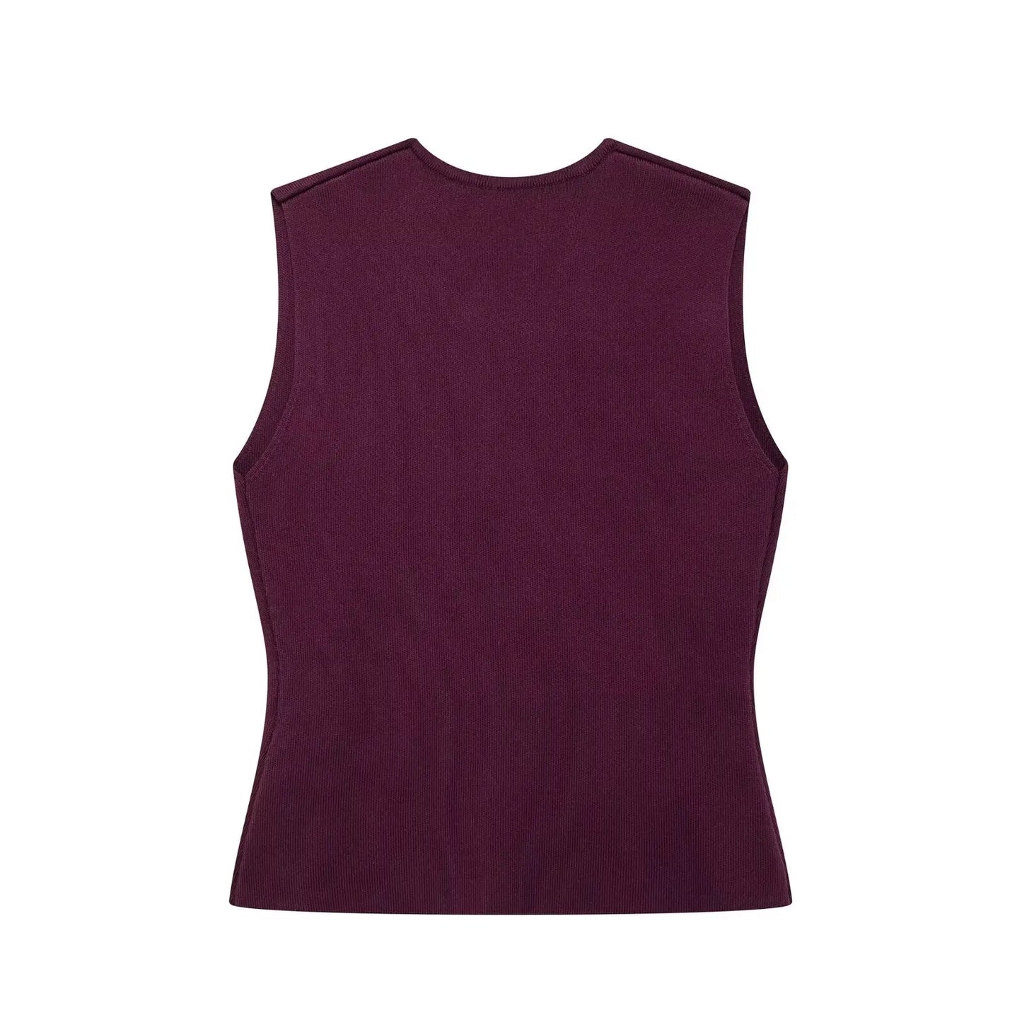 Elegant Wine Red Knitted Skirt Set for Women – V-Neck Vest & High-Waist Midi Skirt | Spring/Summer 2025
