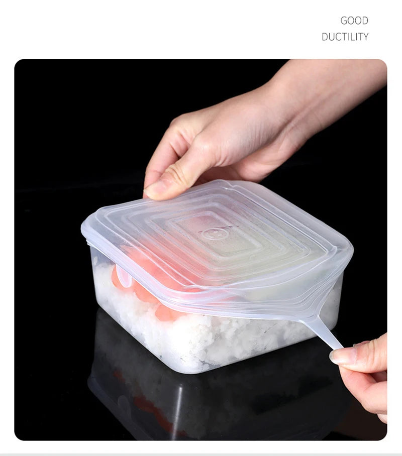 6pcs/set Silicone Covers Adaptable Silicone Lids Silicone Caps for Food Universal Dish Stretch Lids for Cans Kitchen Accessories