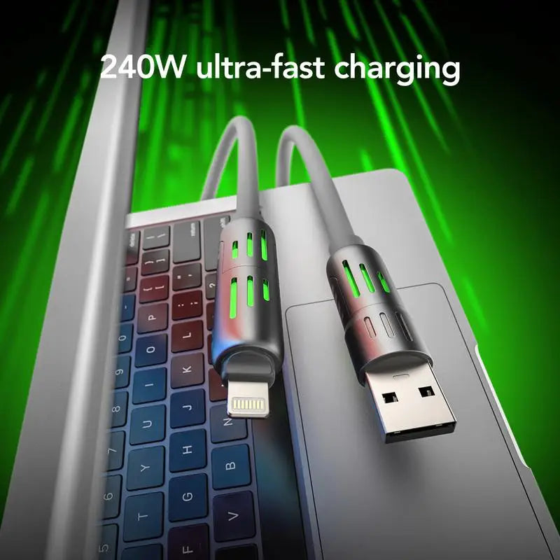 4-in-1 Fast Charging Cable 240W – USB-C, Lightning, USB-A