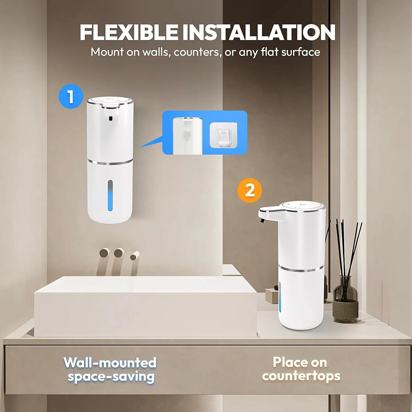 Automatic Soap Dispenser Touchless Foaming Soap Dispenser 380ml USB Rechargeable Electric 4 Level Adjustable Foam Soap Dispenser