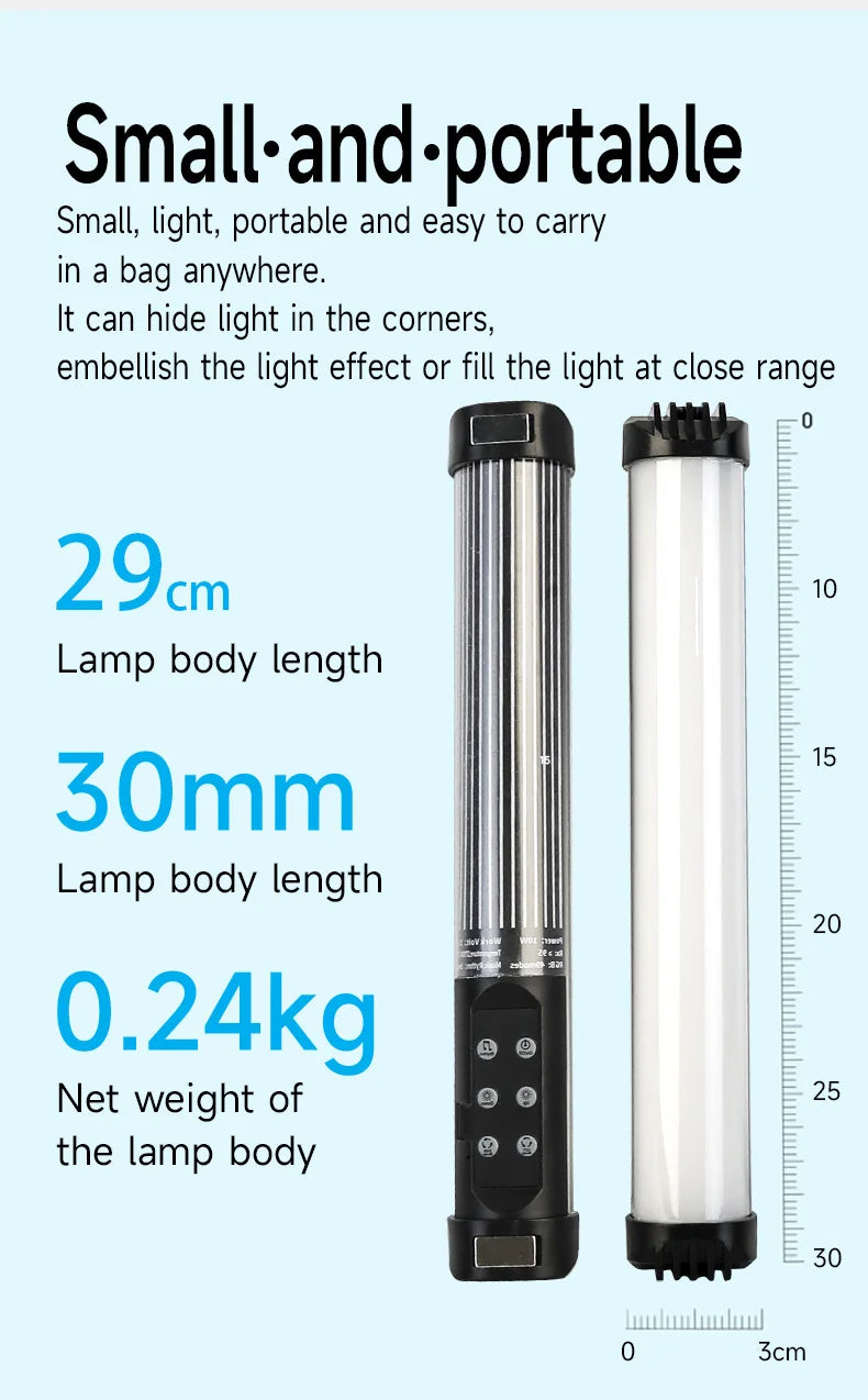 RGB Led Video Light Stick Wand Portable Studio Photography Lighting for YouTube Painting Vlog Live Streaming Self Broadcasting