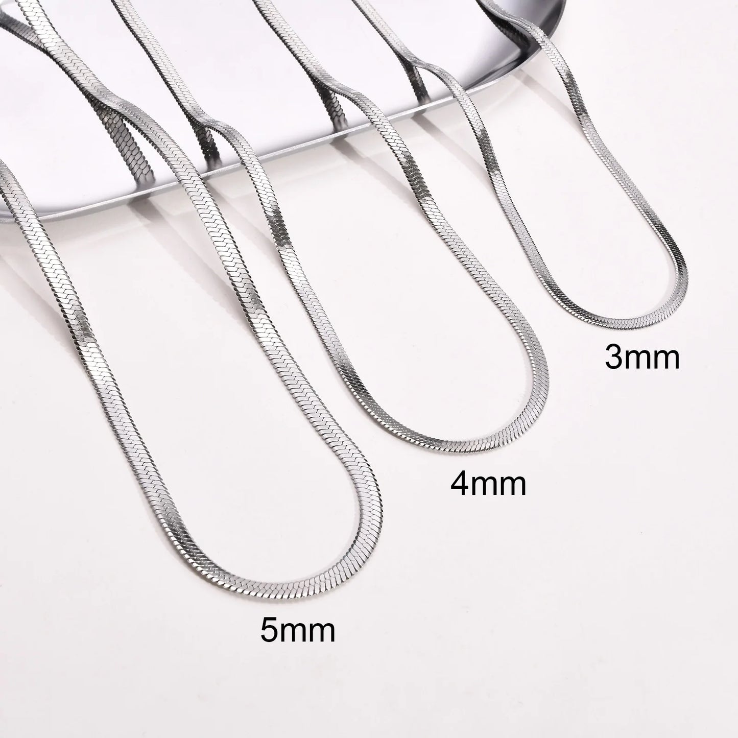 Stainless Steel Width 3mm/4mm/5mm Flat Snake Chain Choker Necklaces for Men