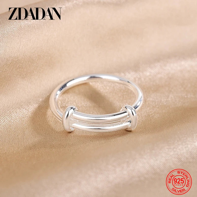 ZDADAN 925 Silver 18K Gold Adjustable Rings For Women Girls Fashion Wedding Jewelry