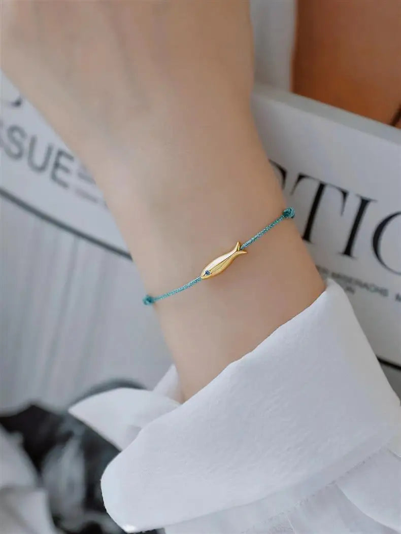 VENTFILLE 925 Sterling Silver Koi Fish Anklet Rope for Women Girl Cute Fashion Summer Jewelry Dropshipping Wholesale