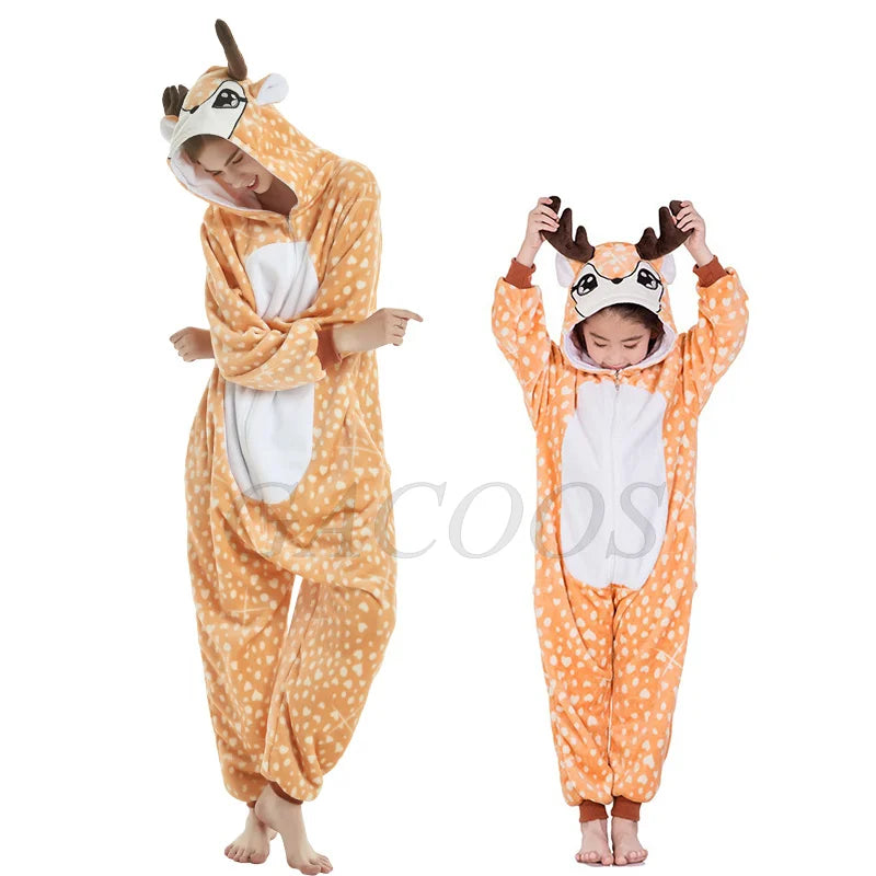 Adult Kids Kigurumi Unicorn Pajamas Cartoon Rabbit Costumes Pajamas For Women Unicornoio Sleepwear Winter Panda Lion Pig Onesies