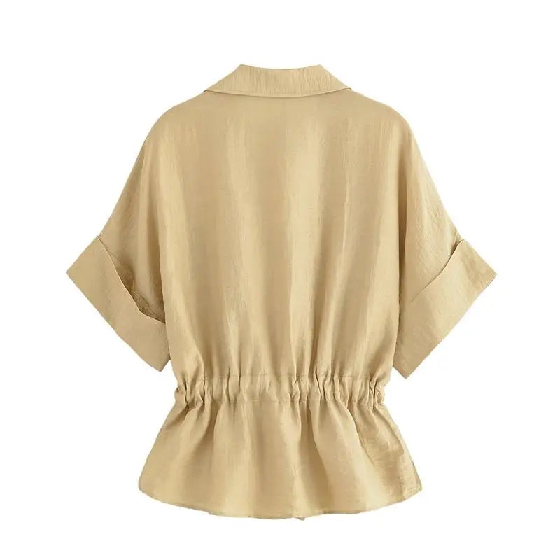 Women’s Summer 2-Piece Set – Loose Shirt & High-Waist Pants
