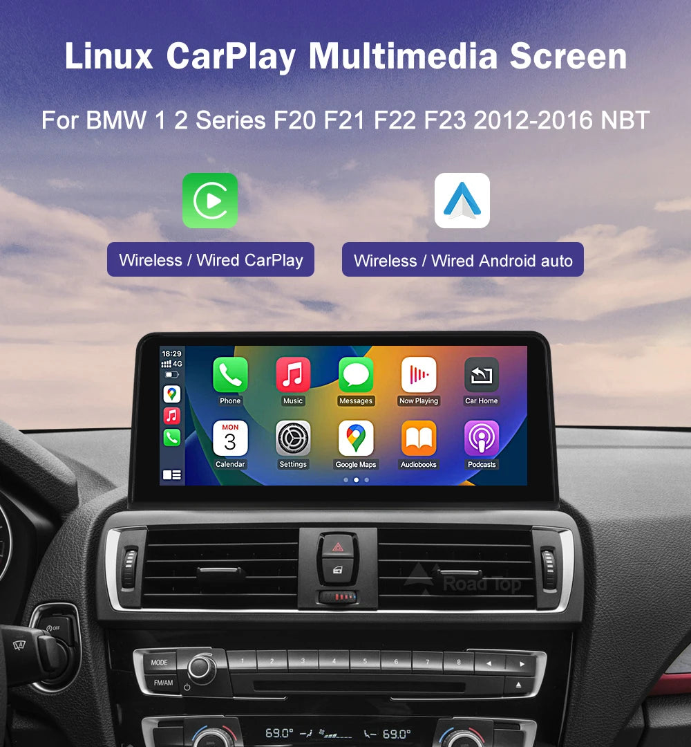 1920*720 Multimedia Touch Screen For BMW 1/2/3/4 Series F20/F21/F22/F30/F31/F33/F34/F36 Android Auto NBT System Wireless Carplay