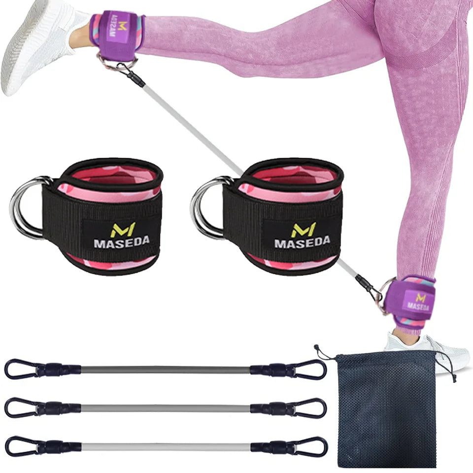 LOOGDEEL TPE Resistance Bands Ankle Straps Fitness D-Ring Support Ankle Cuffs Yoga Band Gym Guard Leg Strength Safety Extensions